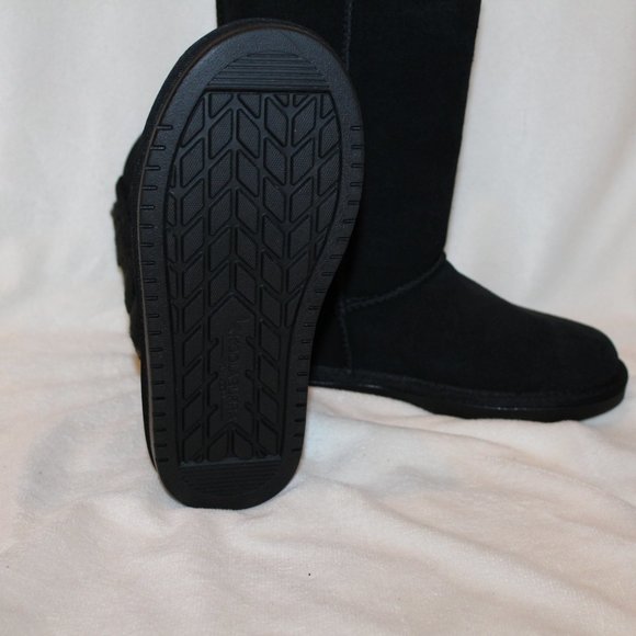 NIB UGG KOOLABURRA GIRL'S TALL BOW SUEDE FUR LINED WINTER BOOTS BLACK - Picture 5 of 7